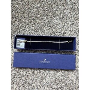Swarovski Matrix Tennis Bracelet Round Cut White Gold-Tone Plated Size Medium